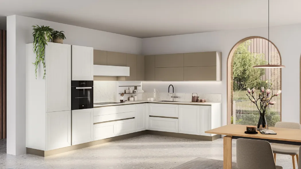 Cucina Moderna Tablet 02 in laccato Sequoia Bianco e Caffè di Veneta Cucine