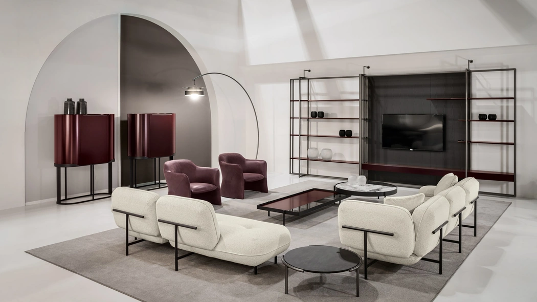 Tavolino Valley in marmo e vetro di Cantori