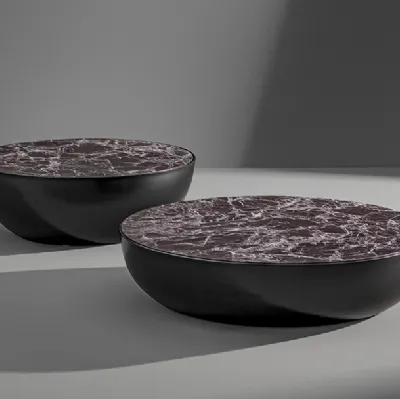 Tavolino rotondo Planet con top in ceramica e base in metallo di Bonaldo