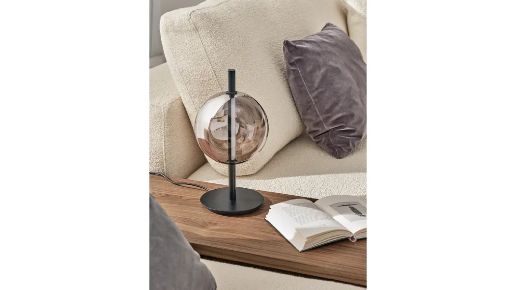 Lampada Sferatus da tavolo in vetro e acciaio di Bontempi