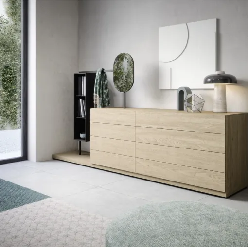 Comò Easy System in legno di Rovere impiallacciato di Novamobili