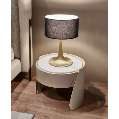 Comodino rivestito in cuoio con top in marmo Sharon di Cantori