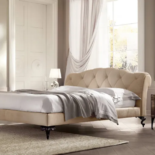 Letto con testiera imbottita e trapuntata George di Cantori