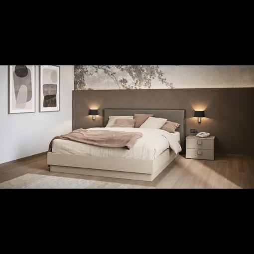 Letto matrimoniale con testiera rivestita in ecopelle Isla di Cinquanta3