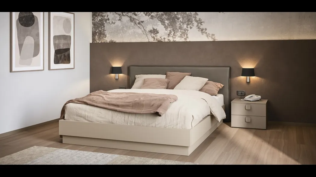 Letto matrimoniale con testiera rivestita in ecopelle Isla di Cinquanta3