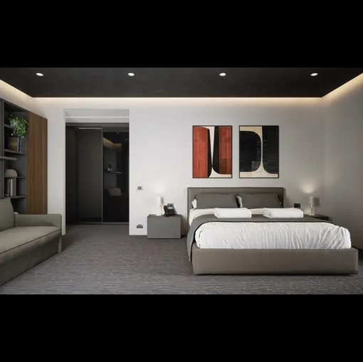 Letto matrimoniale in ecopelle con testiera Jerez di Cinquanta3