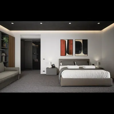 Letto matrimoniale in ecopelle con testiera Jerez di Cinquanta3