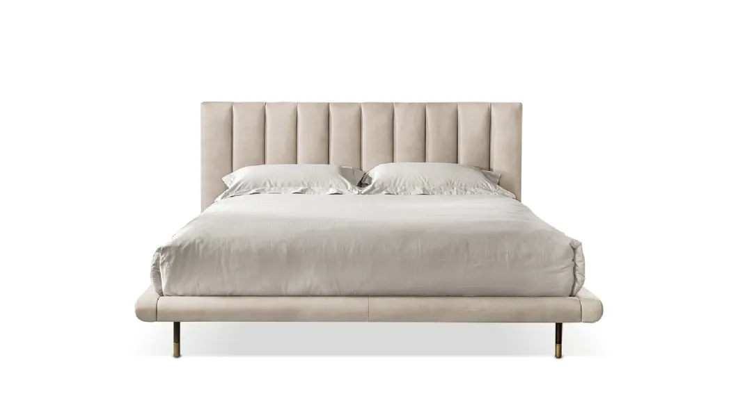 Letto Mirage Easy in pelle con testiera trapuntata di Cantori
