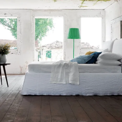 Letto Over in tessuto bianco di Flexteam