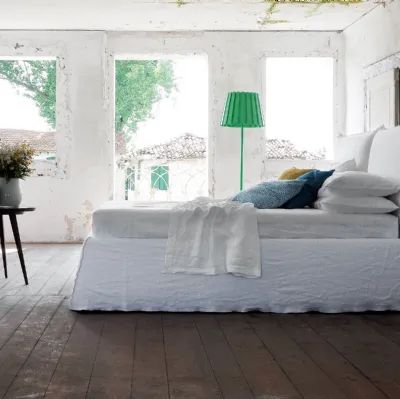 Letto Over in tessuto bianco di Flexteam