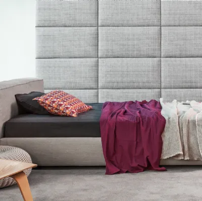 Letto singolo Reef in tessuto imbottito di Flexteam