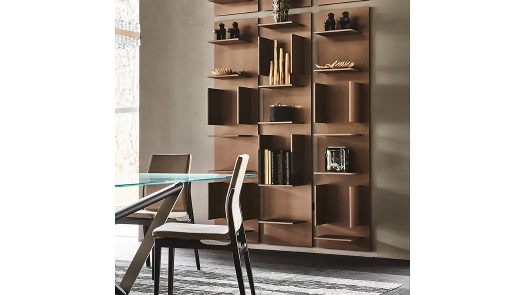 Libreria componibile a muro in legno laccato bianco Fifty di Cattelan Italia