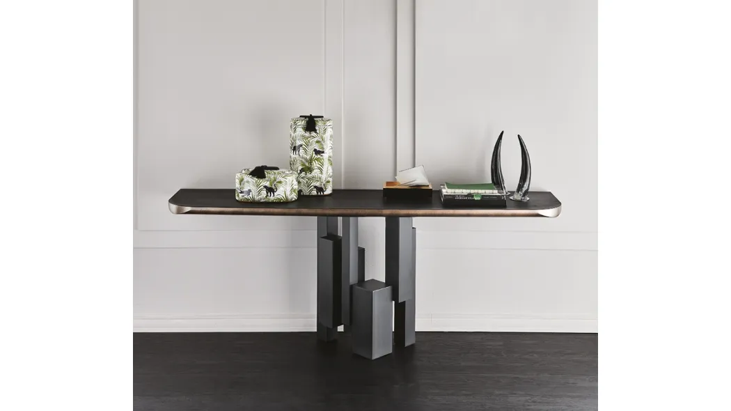 Consolle in Olmo e acciaio Skyline Wood-C di Cattelan Italia