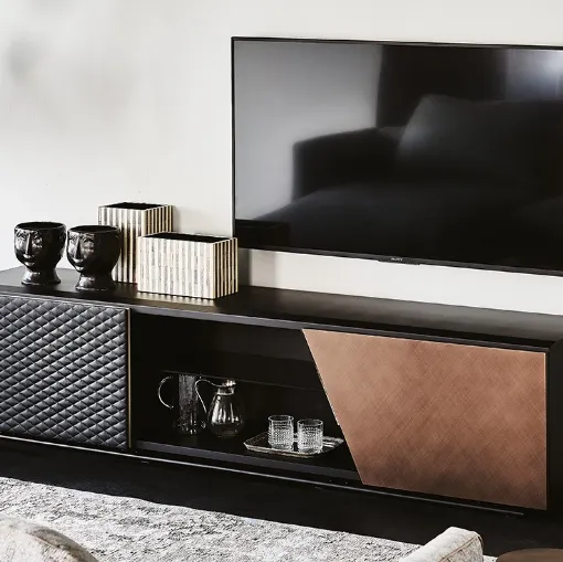 Mobile Porta Tv Aston in legno ed ecopelle di Cattelan Italia