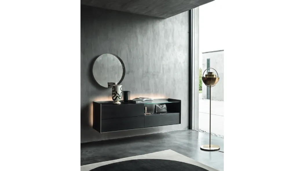 Mobile sospeso Cabaret 53B SX in Rovere carbone e top in ceramica di Sangiacomo