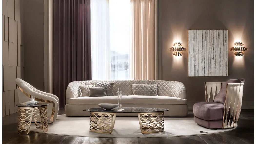 Poltroncina in pelle e tessuto Twist di Cantori
