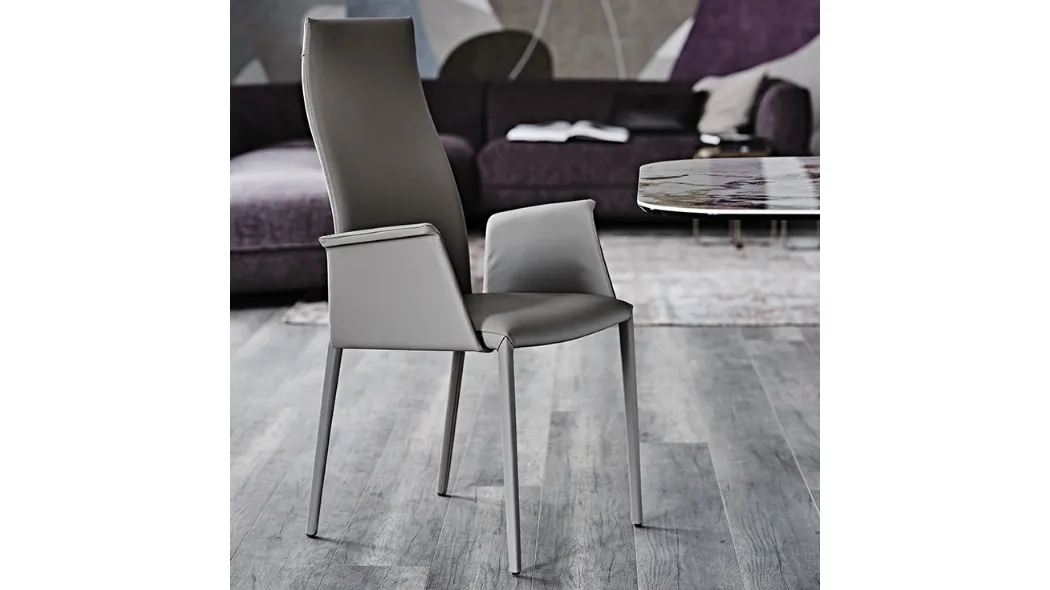 Sedia in pelle senza braccioli Norma di Cattelan Italia