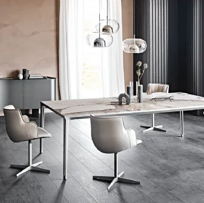 Tavolo con piano in ceramica effetto marmo Boulevard Keramik di Cattelan Italia