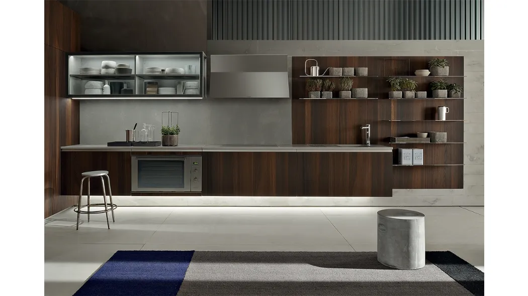 Cucina Design lineare Icon 03 in rovere termotrattato liscio di Ernestomeda
