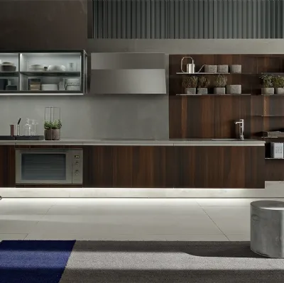 Cucina Design lineare Icon 03 in rovere termotrattato liscio di Ernestomeda