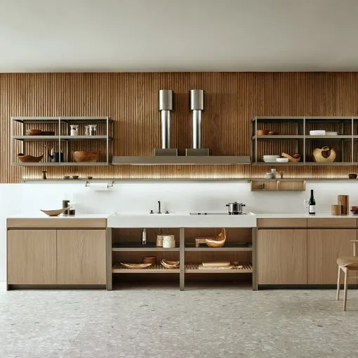 Cucina Design lineare KLab 04 in rovere nordic di Ernestomeda