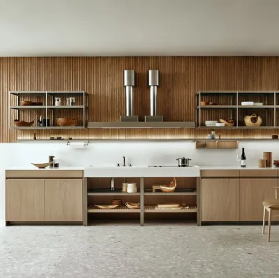 Cucina Design lineare KLab 04 in Rovere Nordic di Ernestomeda