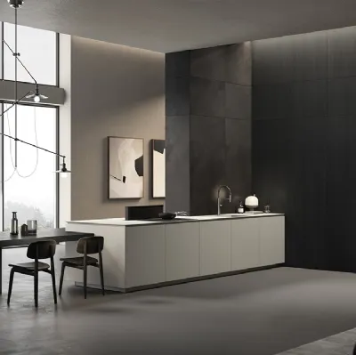 Cucina Design con penisola Obliqua 01 in Fenix Grigio Seta di Ernestomeda