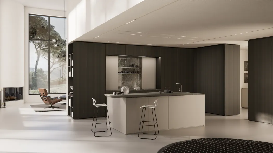 Cucina Design in melaminico con isola in laccato One 04 di Ernestomeda