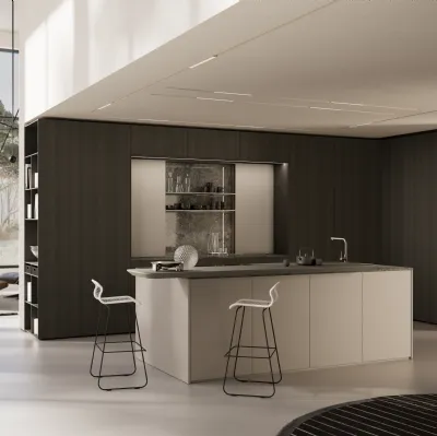 Cucina Design in melaminico con isola in laccato One 04 di Ernestomeda