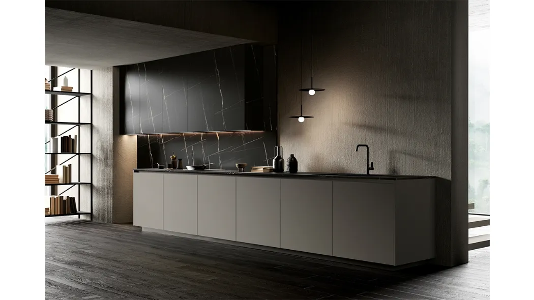 Cucina Design lineare One 04 in laminato opaco Incenso di Ernestomeda