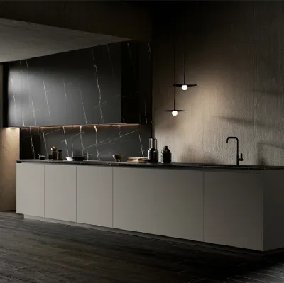 Cucina Design lineare One 04 in laminato opaco Incenso di Ernestomeda