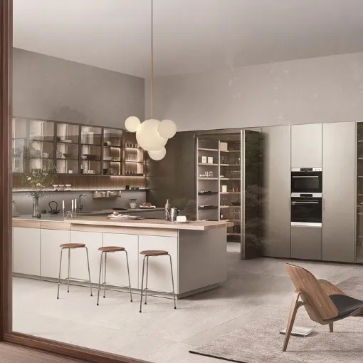 Cucina Design con penisola Sign 03 in fenix Beige Arizona di Ernestomeda