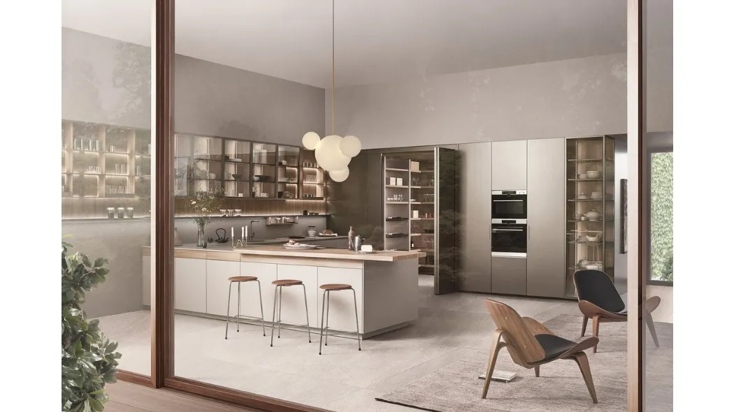 Cucina Design con penisola Sign 03 in fenix Beige Arizona di Ernestomeda