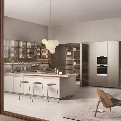 Cucina Design con penisola Sign 03 in fenix Beige Arizona di Ernestomeda