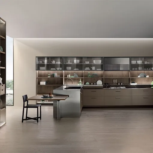 Cucina Design lineare One 01 in Hi Melamine Midland di Ernestomeda