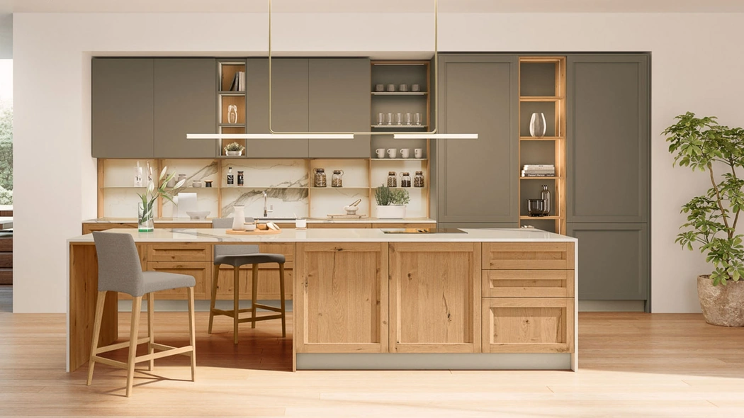 Cucina Moderna in rovere con penisola Milano 01 di Veneta Cucine