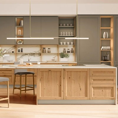 Cucina Moderna in rovere con penisola Milano 01 di Veneta Cucine