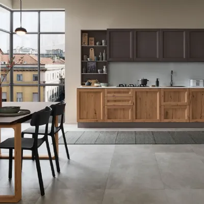 Cucina Moderna angolare Milano 03 in Rovere e laccato Grigio di Veneta Cucine