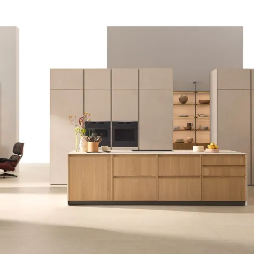 Cucina Moderna con isola Sakura 01 in Rovere Ikebana di Veneta Cucine