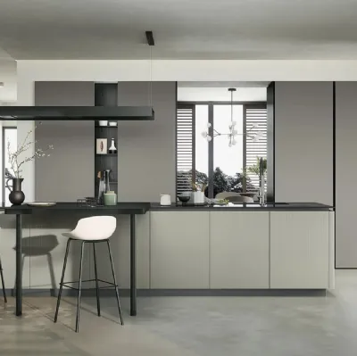 Cucina Moderna con isola Trend 01 in vetro e fenix di Forma Cucine
