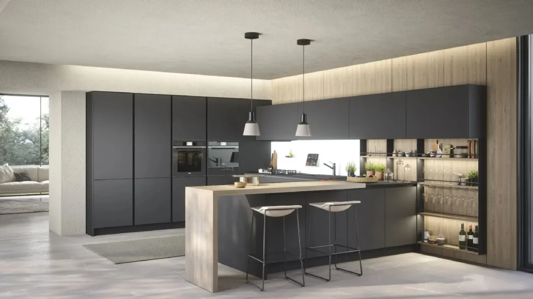 Cucina Moderna con penisola Trend Grip di Forma Cucine